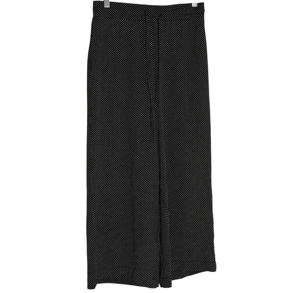 Adrianna Papell Wide Leg High Waist Crop Pants Polka Dot Black White S